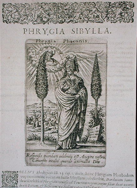 Phrygia Sibylla, kopia av en illustration från Jean-Jacques Boissards "De Divinationewet Magicis Praestigiis". av Theodore de (after) Bry