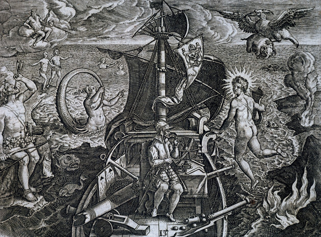 Allegori över Ferdinand Magellans resor (1480-1521), gravyr av Theodor de Bry (1528-1598) av Theodore de Bry