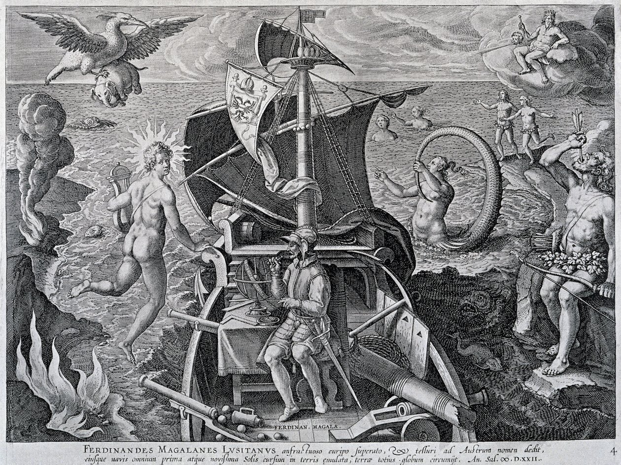 Allegori om Ferdinand Magellans resor (1480-1521), av Theodor de Bry (1528-1598) av Theodore de Bry