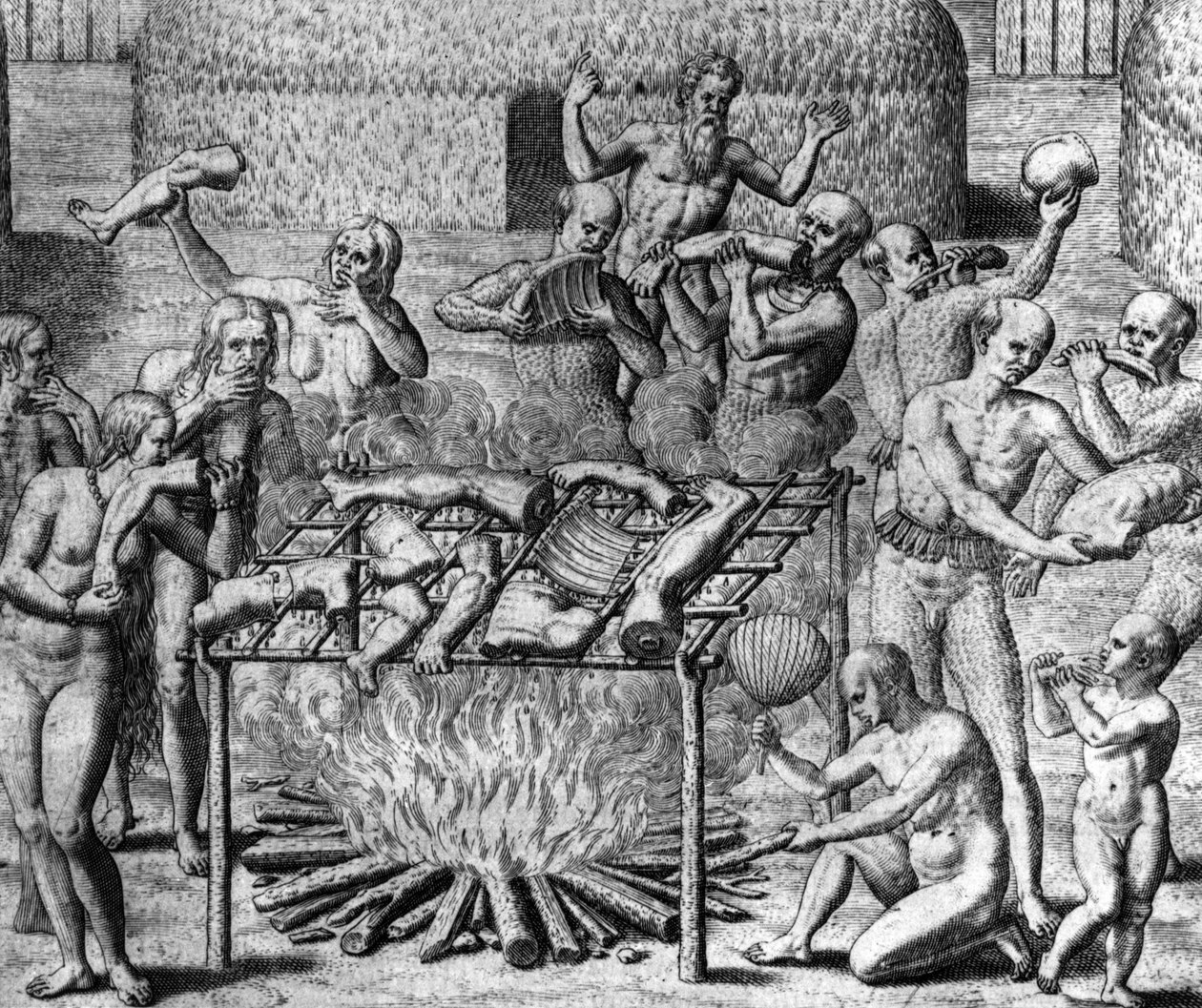 Anthropophage Meals: Cannibales in Brazil - i "The Wonderful Tale of America" ​​av Théodore de Bry av Theodore de Bry