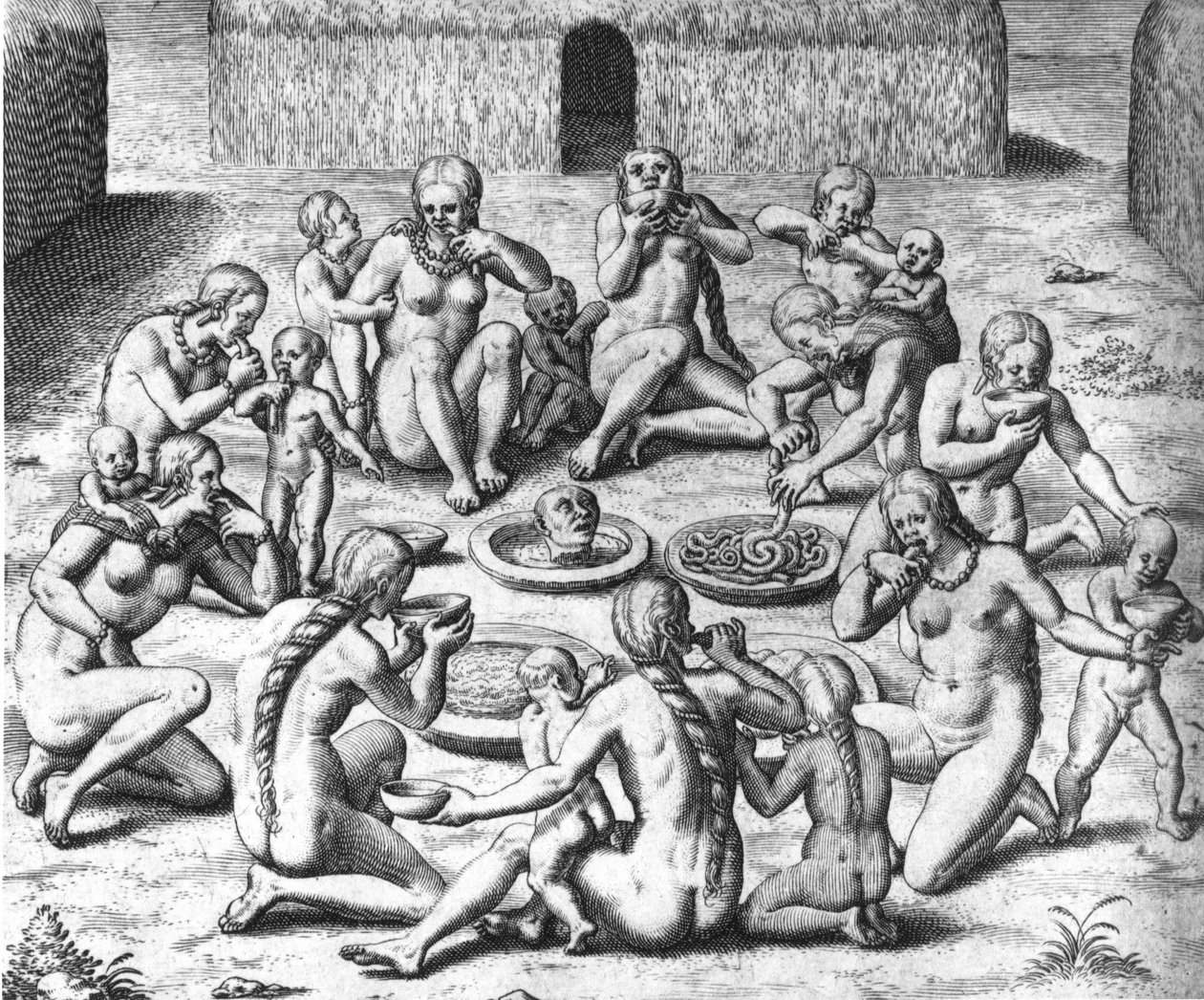 Anthropophage Meals: Cannibals of South America - i "" Admirante Narratio Americae", av Théodore de Bry av Theodore de Bry