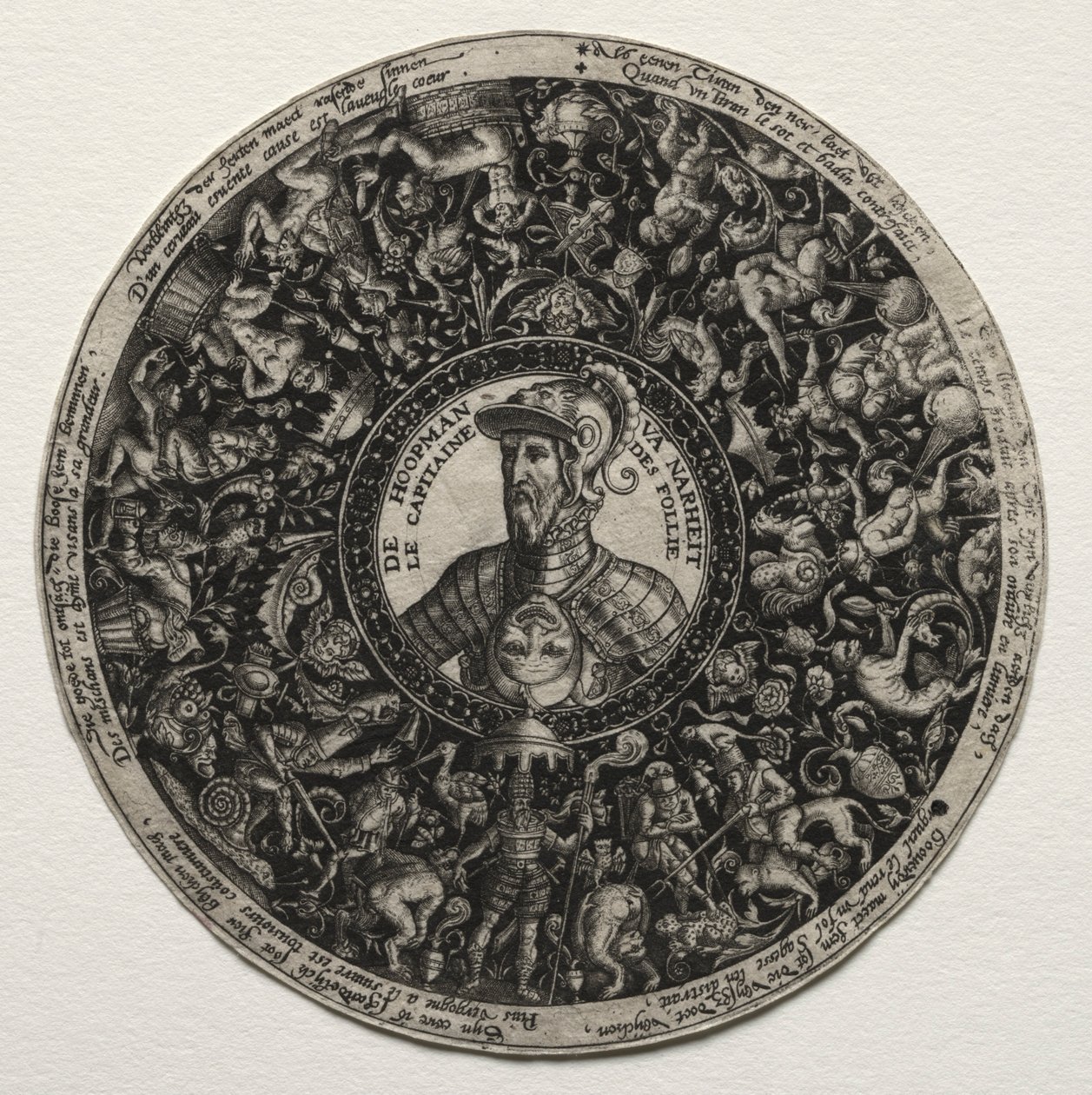 Design för ett fat med medaljonger, ca. 1558. av Theodore de Bry