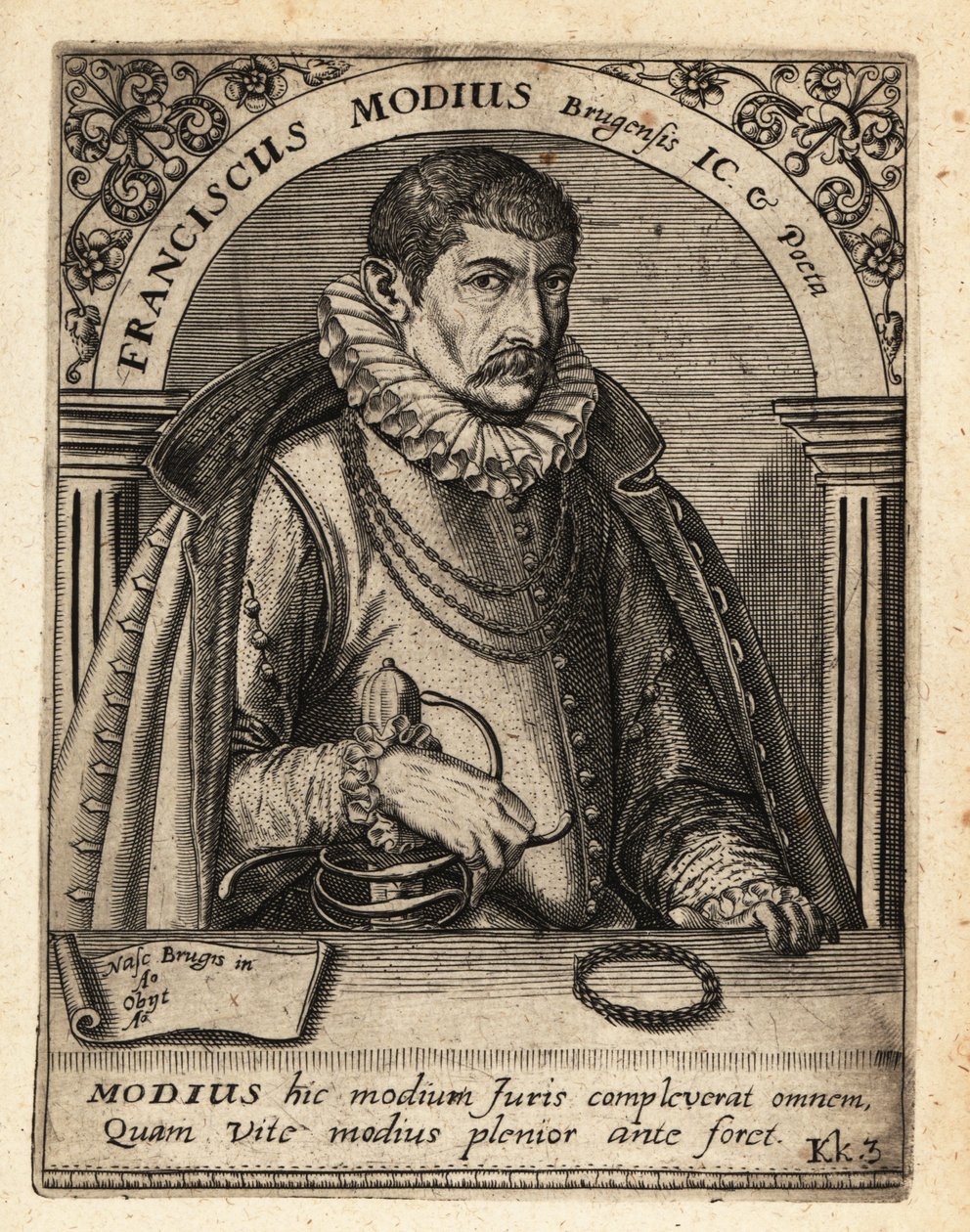 Francois Modius, flamländsk jurist och humanist av Theodore de Bry