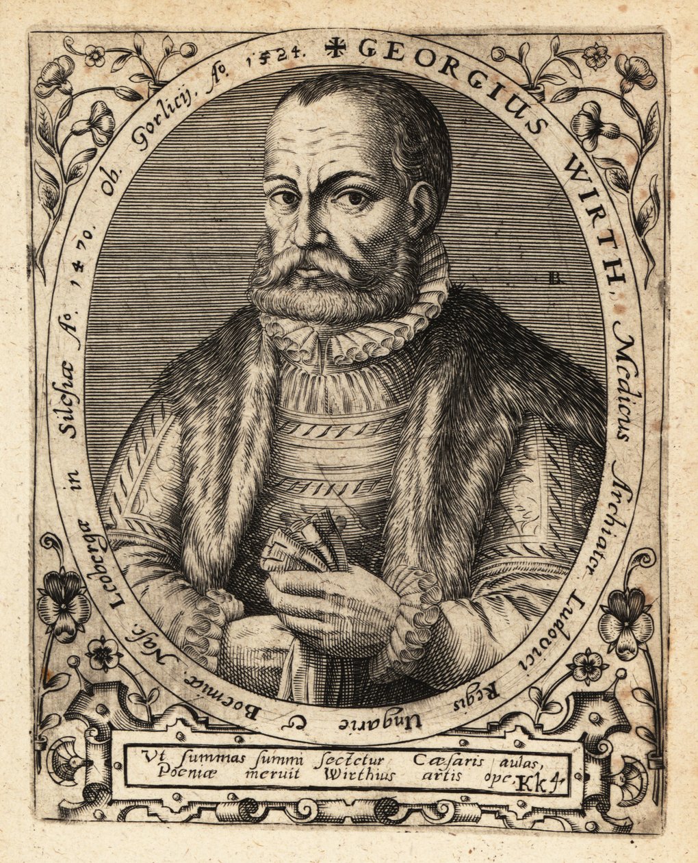 George Wirth, tysk läkare, född i Gorlice 1424. av Theodore de Bry