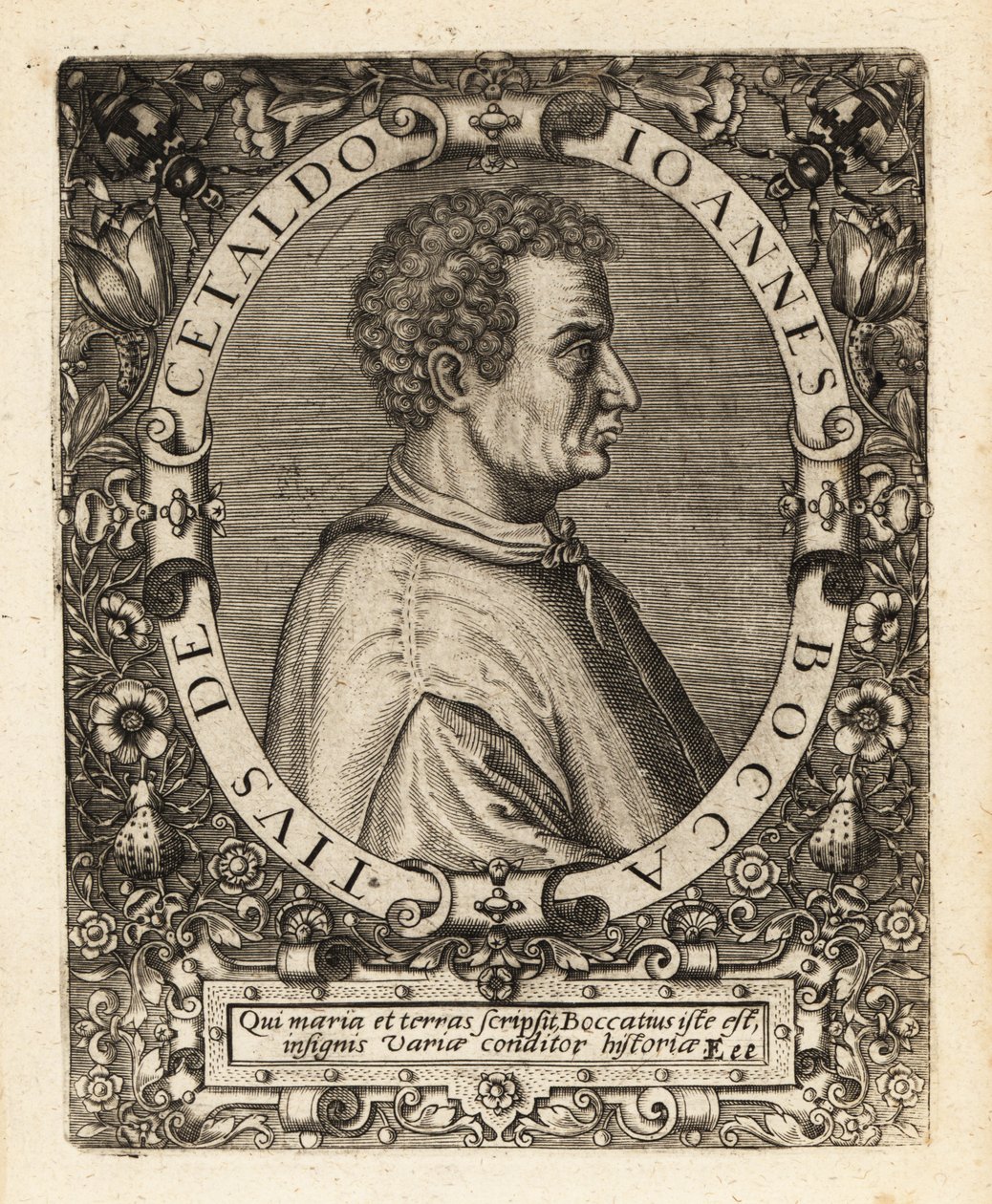 Giovanni Boccaccio, italiensk författare. av Theodore de Bry