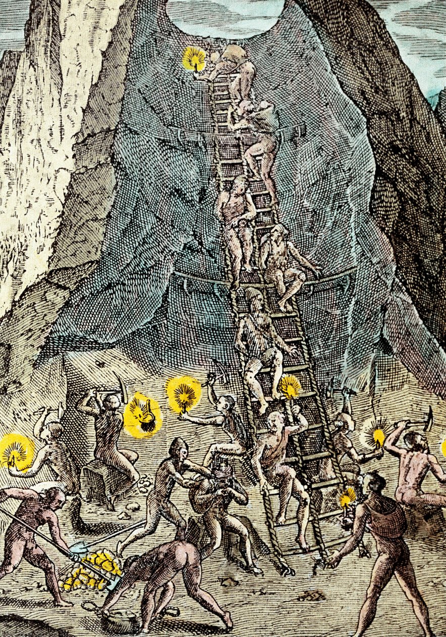 Guldgruva i Potosi, Bolivia av Theodore de Bry