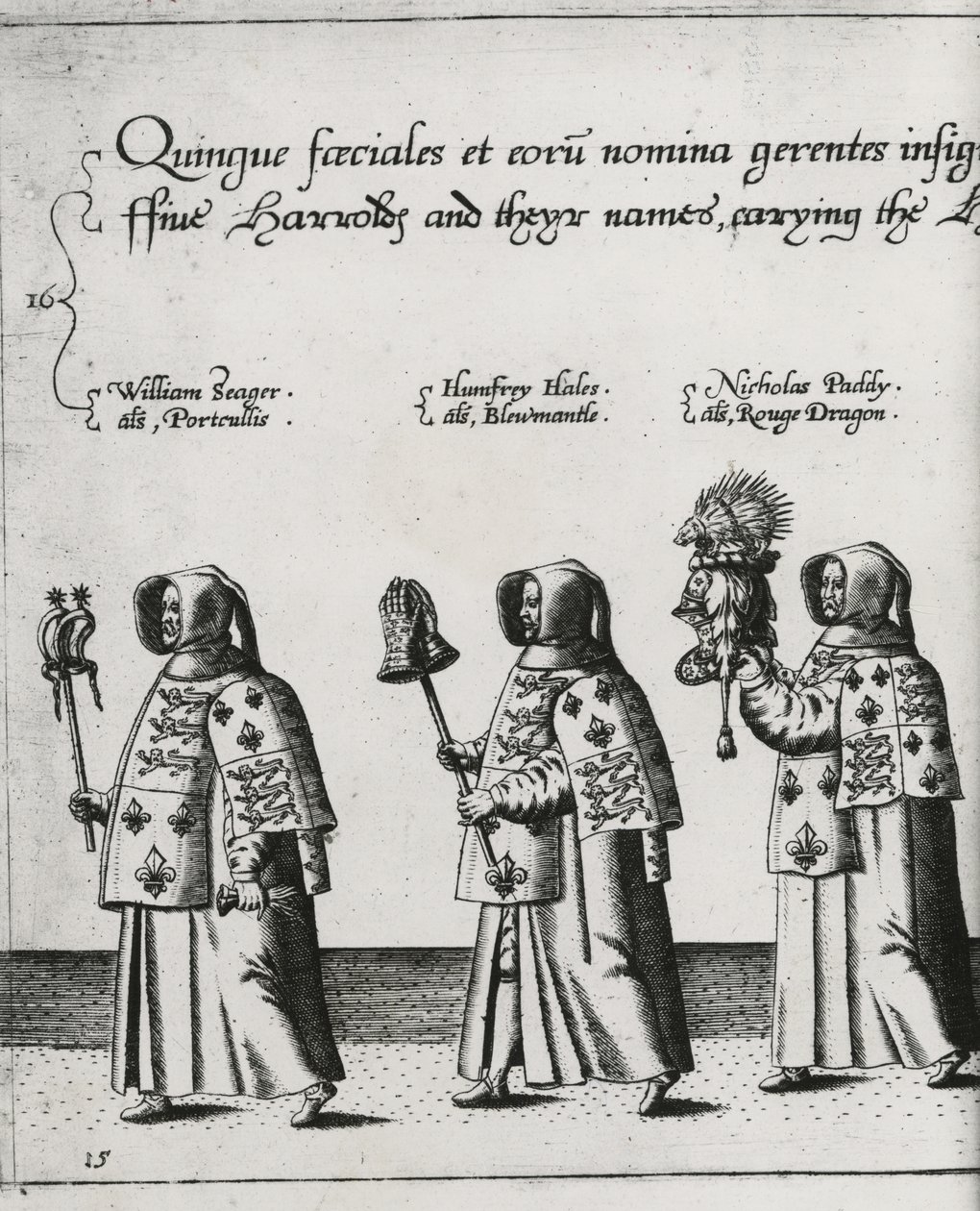 Härolder i Sir Philip Sidneys begravningskort på väg till St. Pauls Cathedral, 1587 av Theodore de Bry