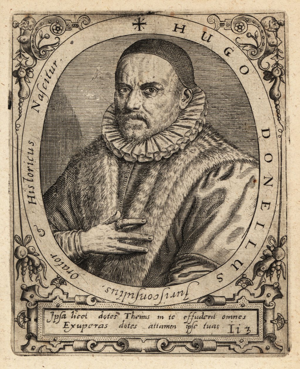Hugues Doneau, fransk juridikprofessor. av Theodore de Bry