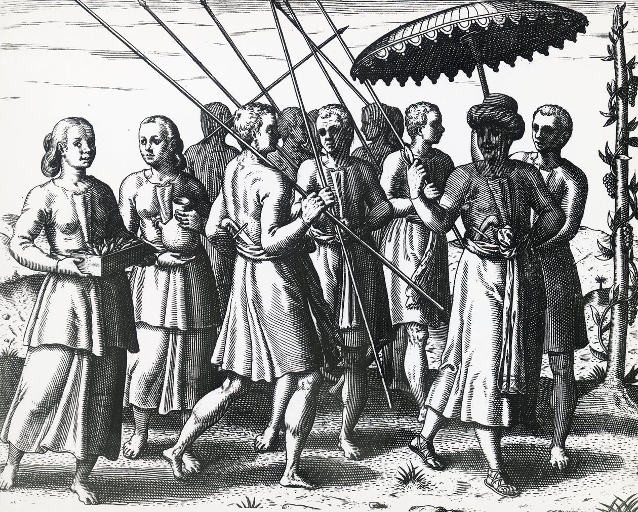 Invånare på Sumatra, av Theodor de Bry (1528-1598), gravyr av Theodore de Bry