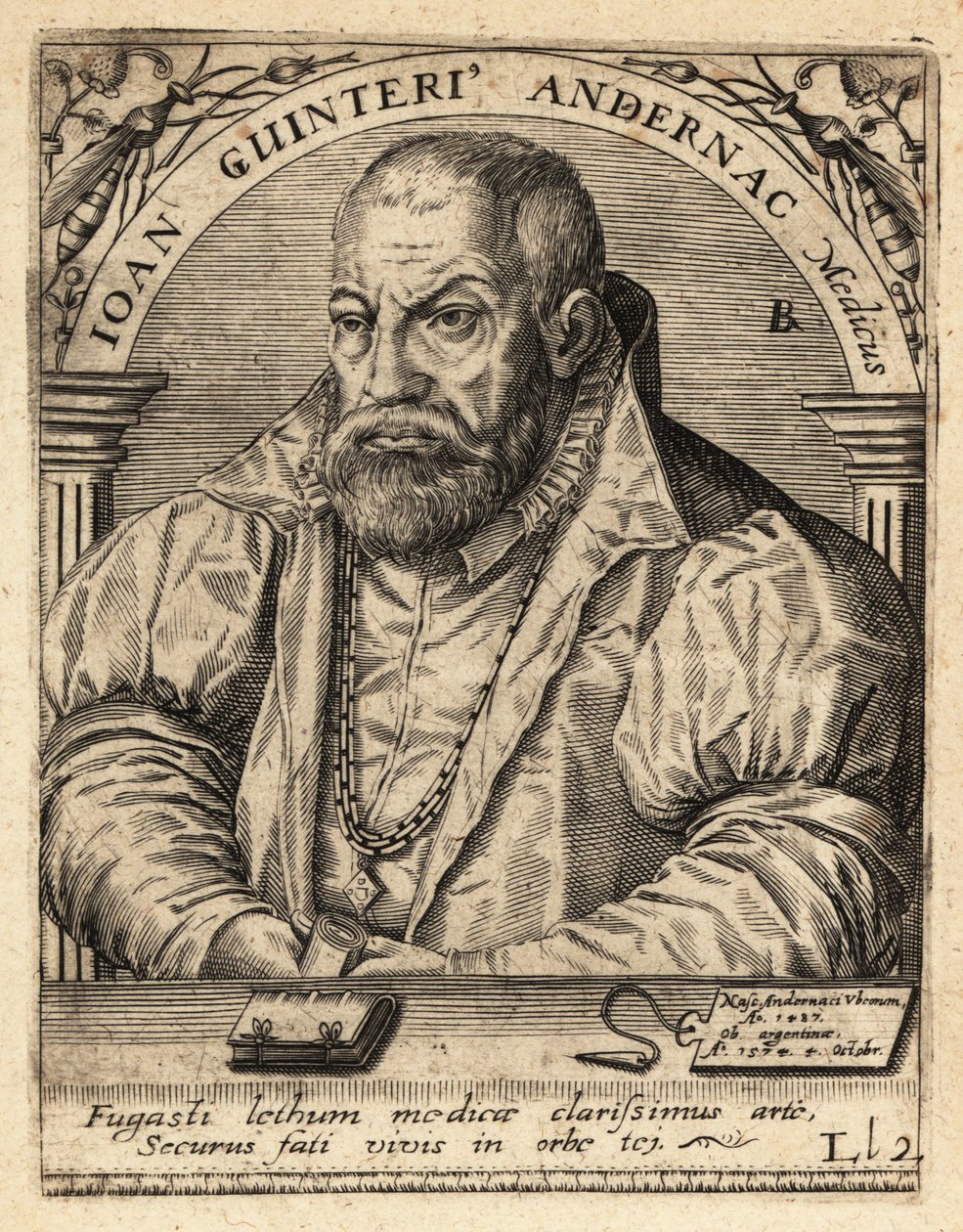 Johann Winter von Andernach, tysk läkare av Theodore de Bry