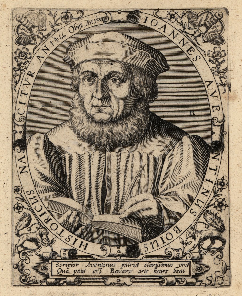 Johannes Aventinus, bayersk historiker. av Theodore de Bry