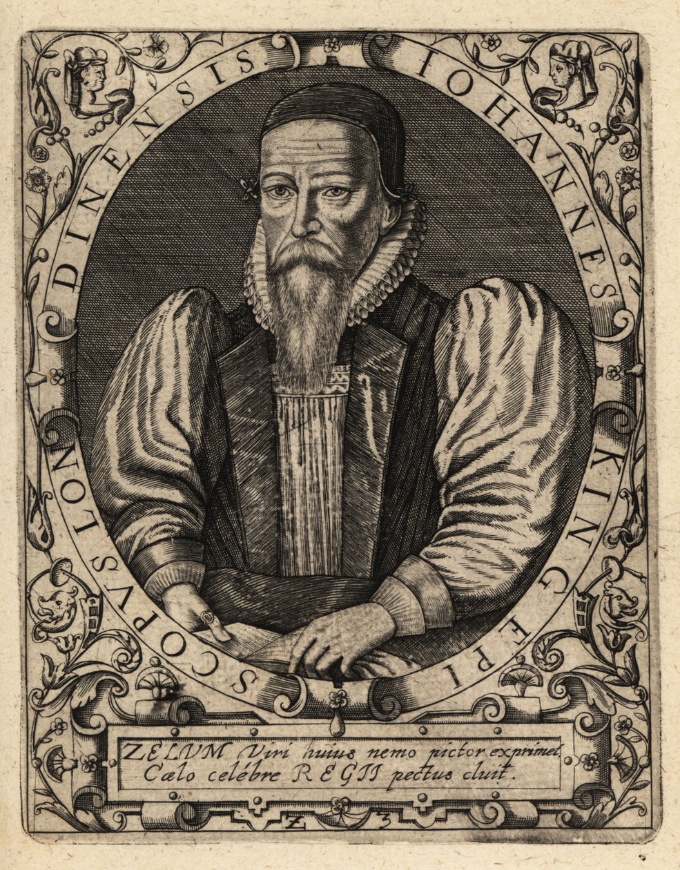 John King, död 1621, biskop av London. av Theodore de Bry