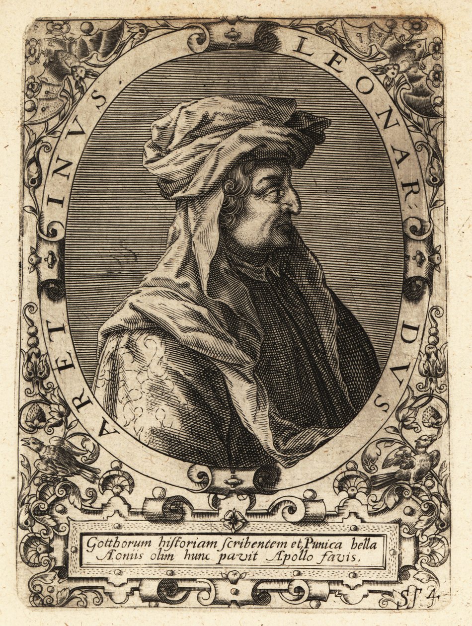 Leonardo Bruni, italiensk humanist, historiker och statsman. av Theodore de Bry