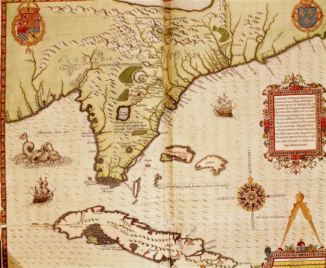 Karta över Florida och Kuba av Theodore de Bry av Theodore de Bry