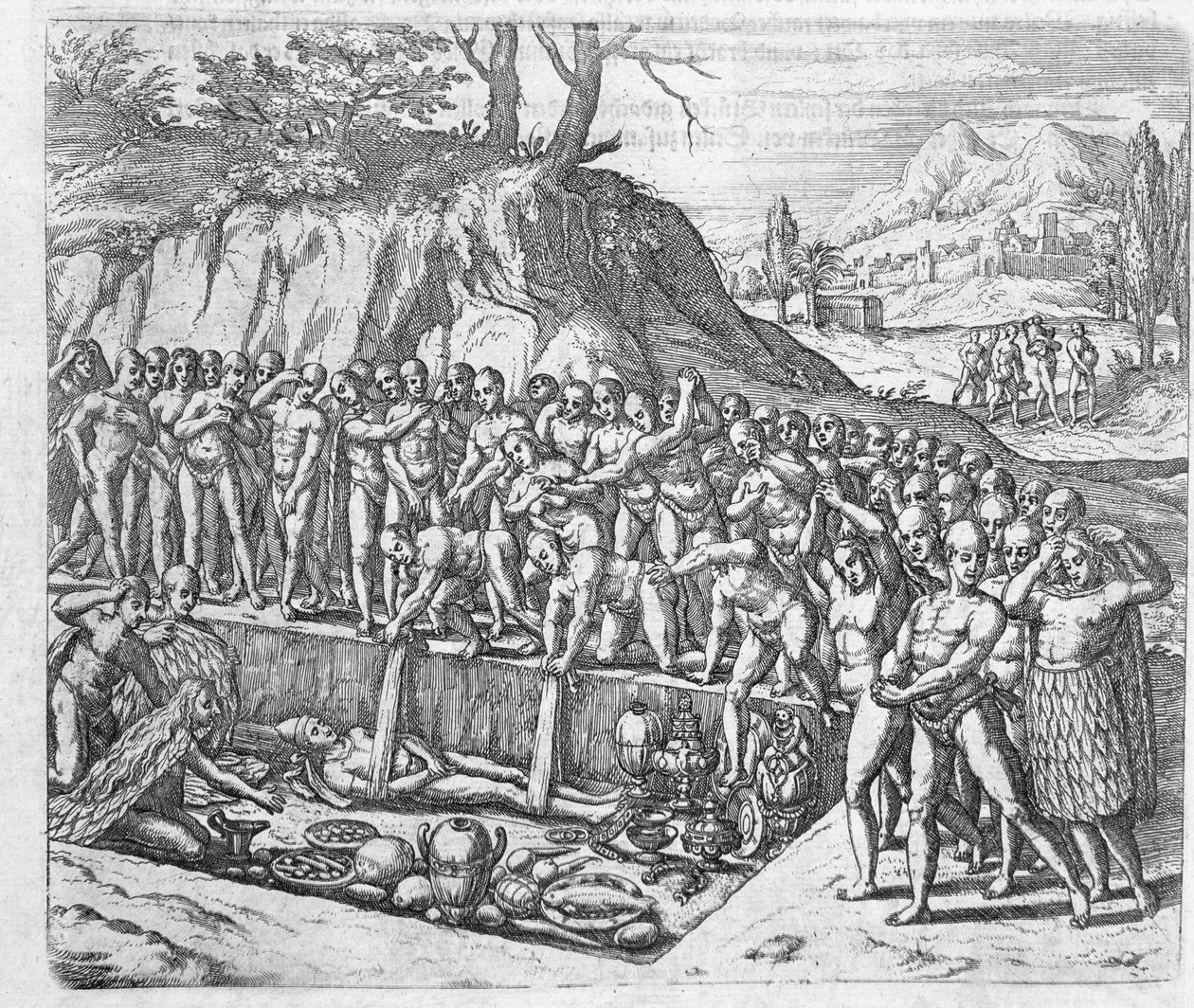 Metod för begravning av peruanska kungar och adel från Girolamo Benzonis berättelse om erövringen av Peru, från 