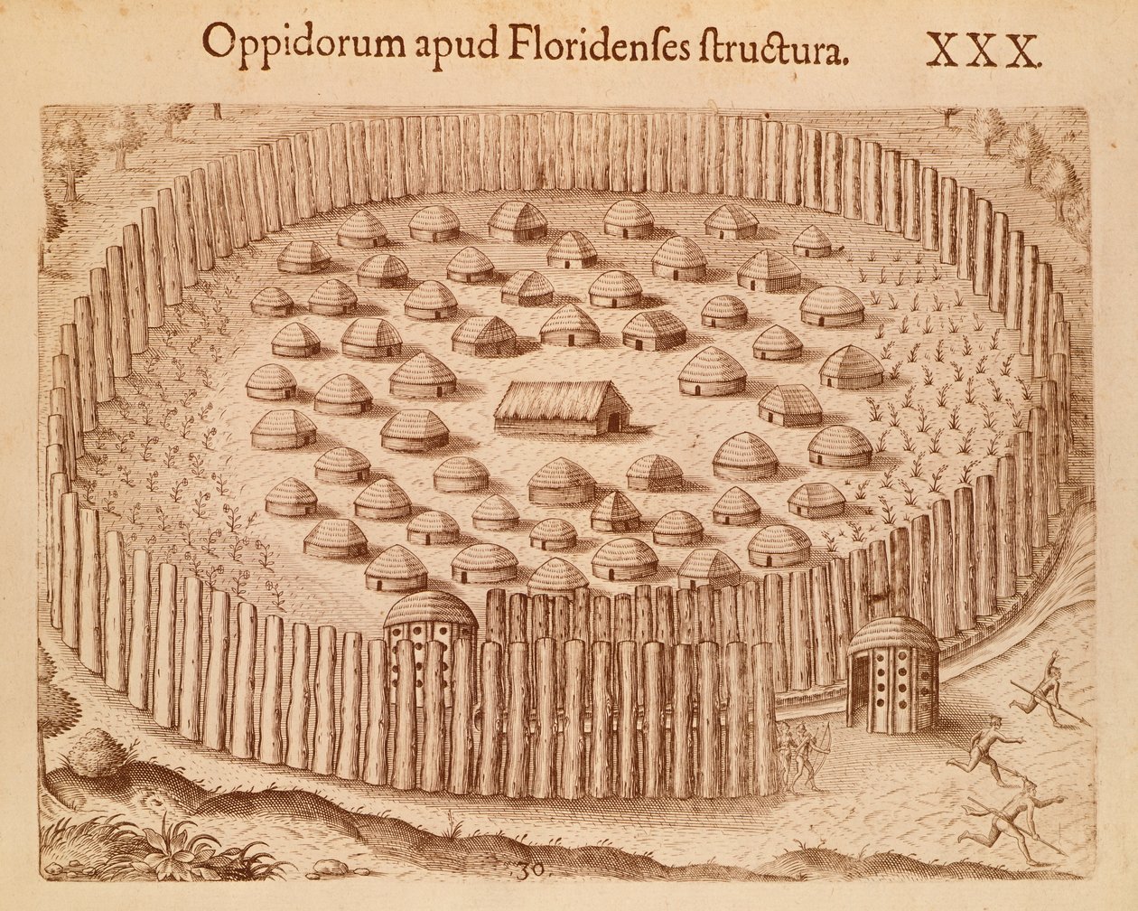 Native Village i Florida, ata mai The Discourse of Florida saunia e Theodore de Bryswed av Theodore de Bry