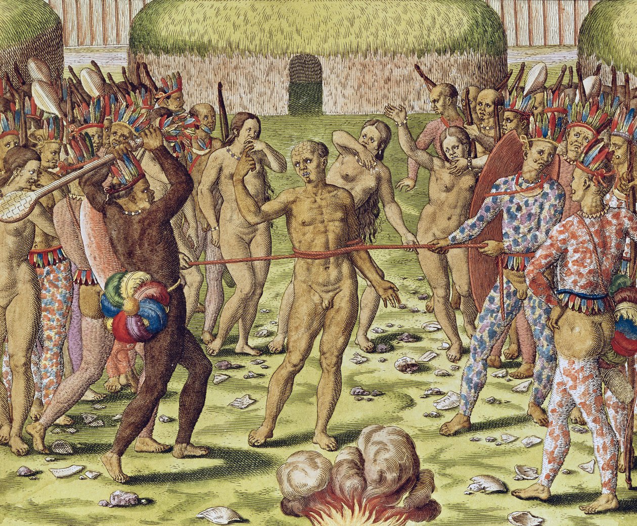 The Execution of an Enemy av Topinambous Indians, 1562 av Theodore de Bry