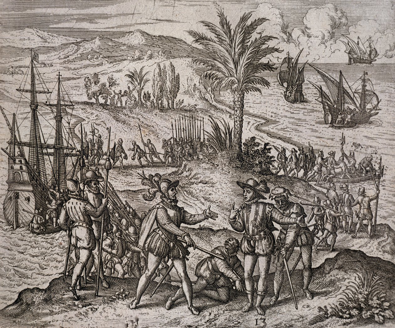 Gripandet av Christopher och Bartholomew Columbus på order av Francisco de Bobadilla av Theodore de Bry