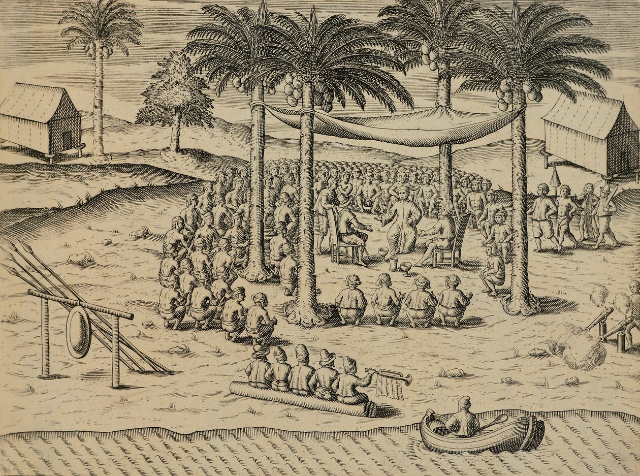 Karibu kutoka kwa Wenyeji Asilia wa Kiafrika, Mchoro kutoka Indiae Orietalis na Antonio Pigafetta, na Theodore de Bryswed av Theodore de Bry