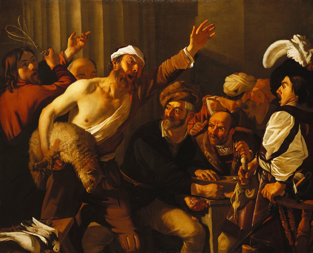 Kristus driver pengaväxlarna från templet, 1621 av Theodore van Baburen