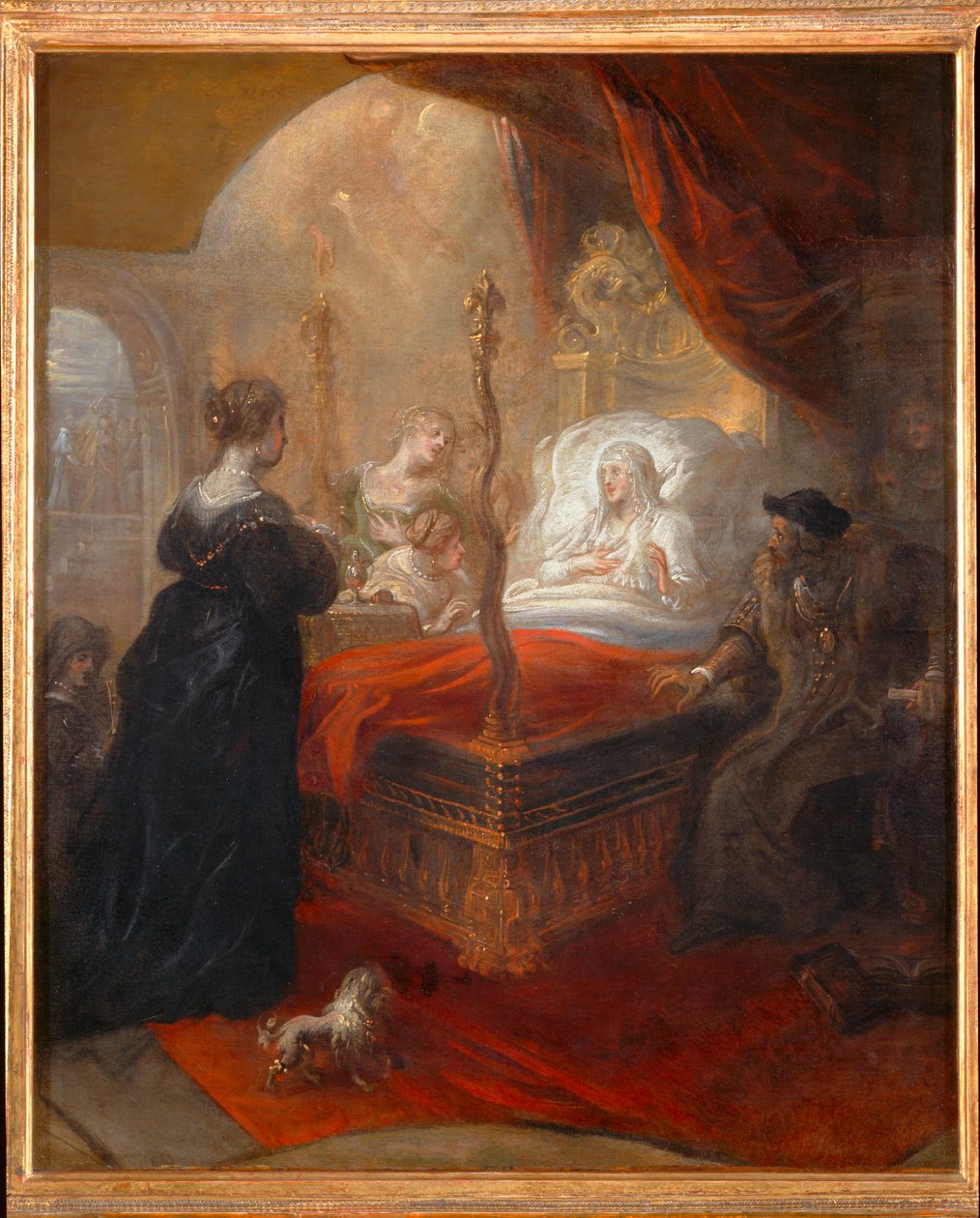 Sankt Franciskus av Paola profeterar om en son till Louise av Savojen ... av Theodore van Thulden