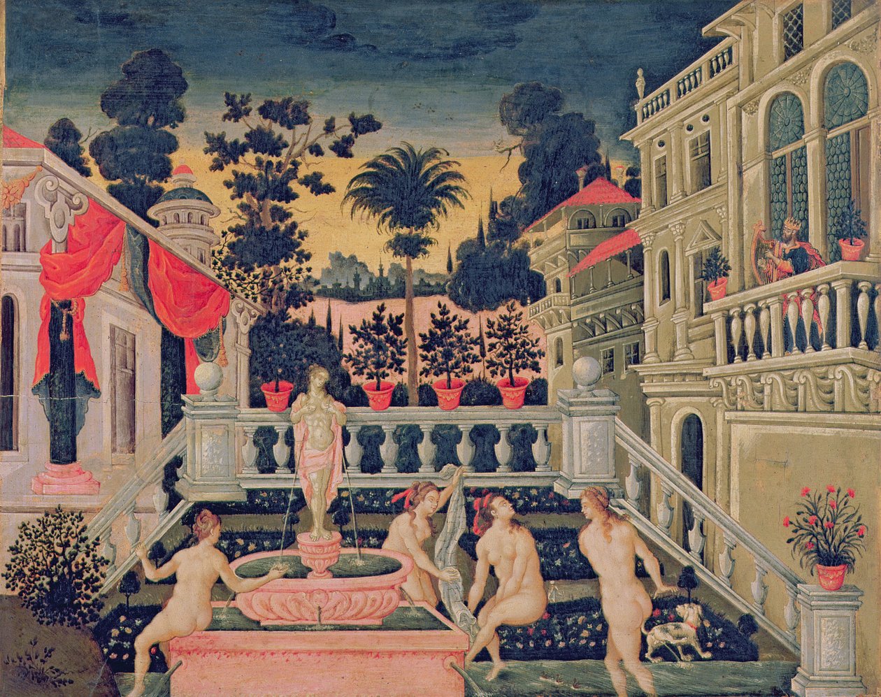 David tittar på Bathsheba som badar, ca 1650 av Theodoros Pulakis