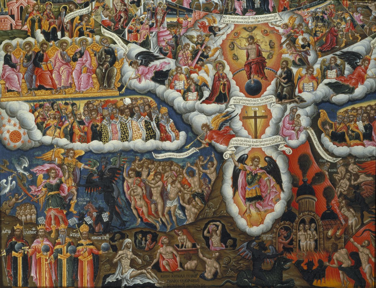 Hymn to the Virgin, In Thee Joiceth... (äggtempera & bladguld på panel) (detalj av 258109) av Theodoros Pulakis