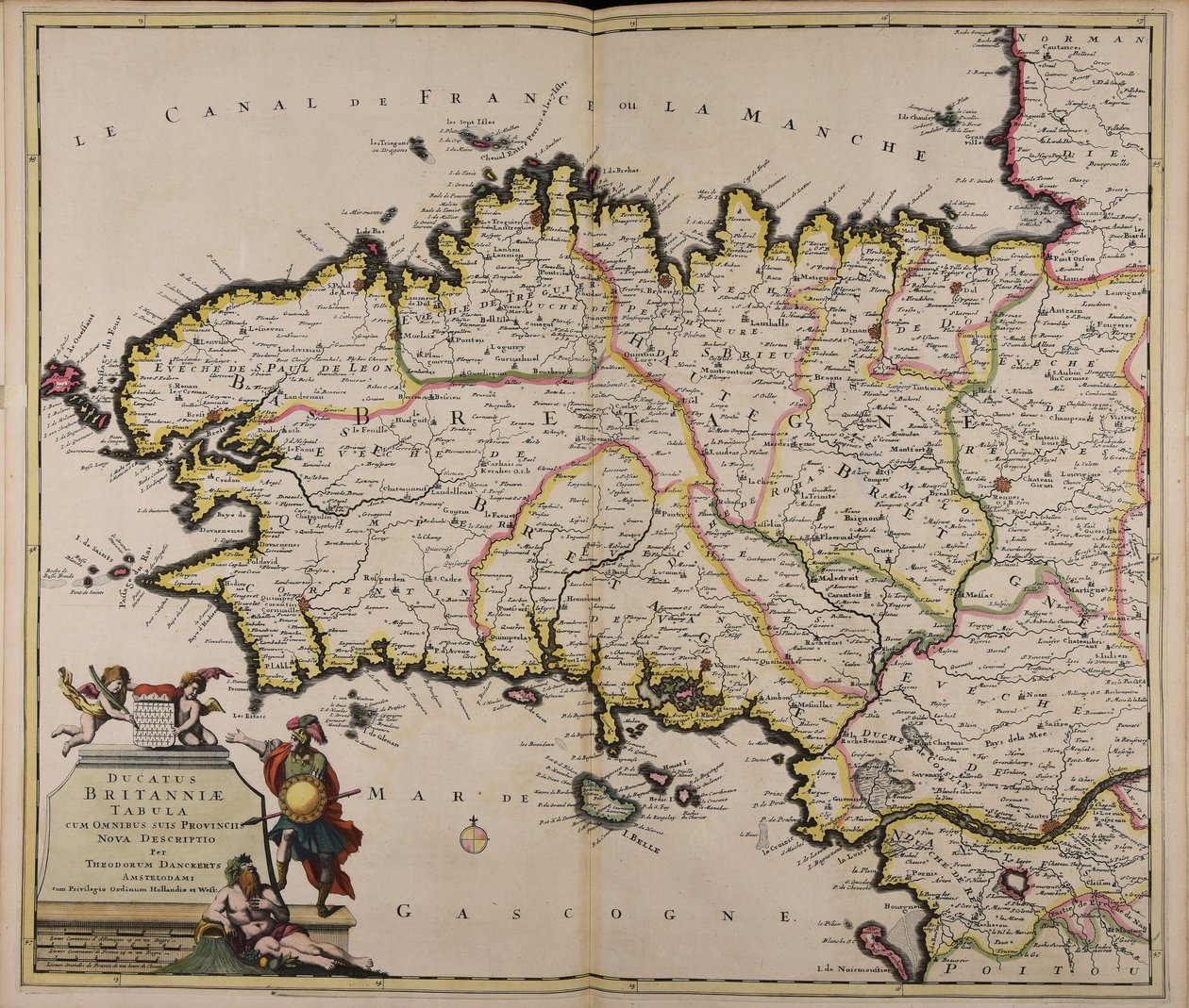 Ducatus Britanniae tabula cum omnibus suis provinciis nova descriptio av Theodorus Danckerts