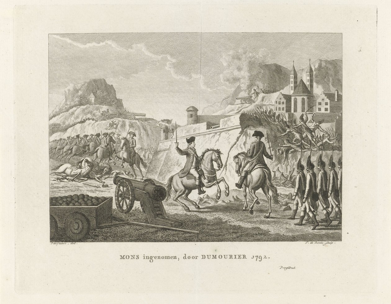 Erövring av Mons, 1792 Mons taken, av Dumourier 1792 (titel på objekt) av Theodorus de Roode