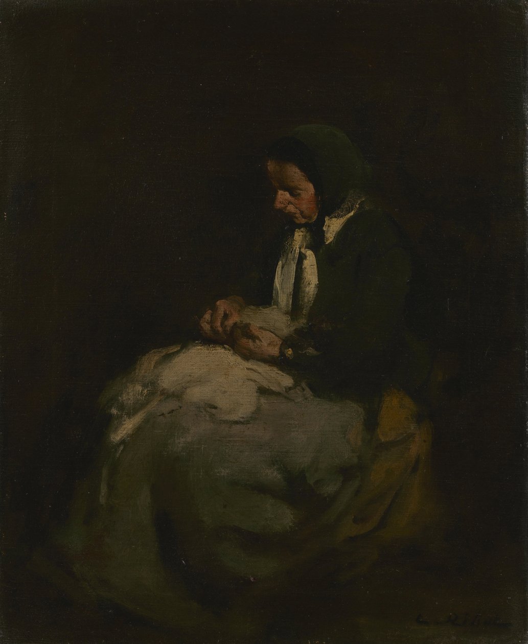Woman Sewing av Auguste Theodule Ribot