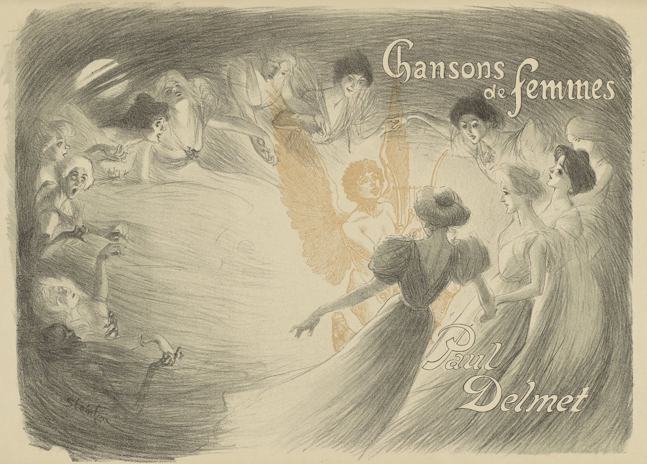 Omslag från boken Chansons de femmes, 1897 (överföringslitografi på vävt papper) av Théophile Alexandre Steinlen