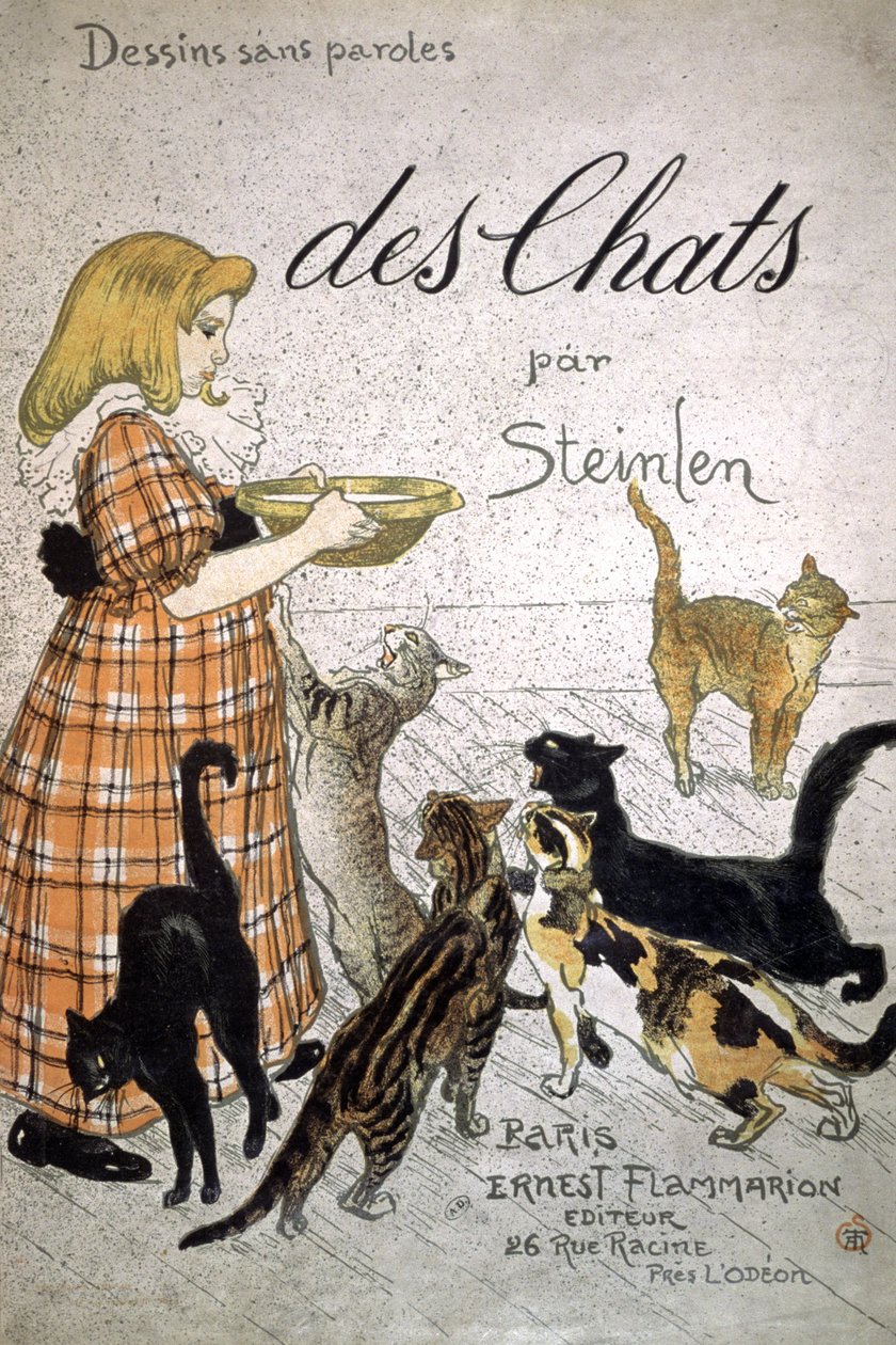 Framsida av "Des Chats, Dessins sans Paroles" (färg lihto) av Théophile Alexandre Steinlen