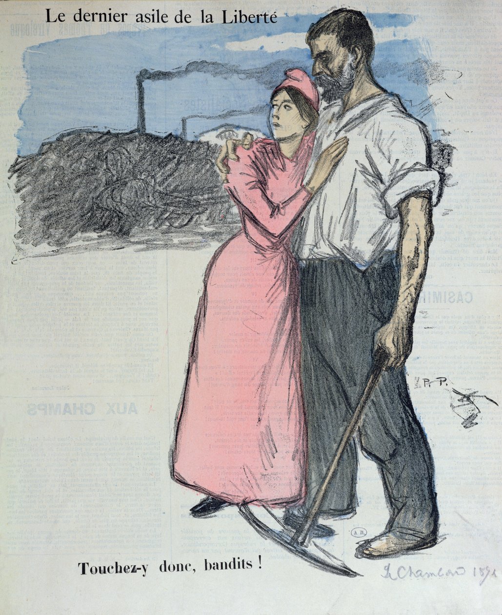 Marianne med en arbetare, illustration från 