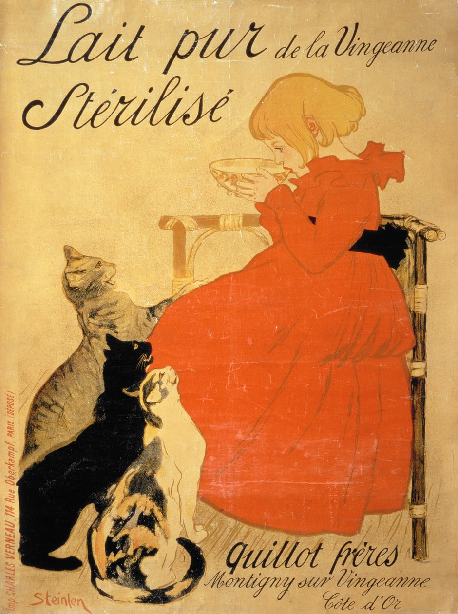 "Ren steriliserad mjölk från La Vingeanne", 1894 av Théophile Alexandre Steinlen