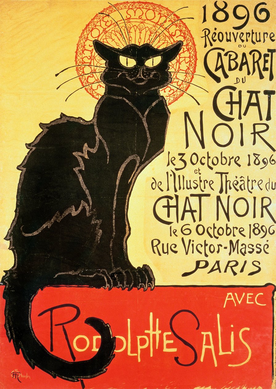 Återöppning av Chat Noir Cabaret, 1896 av Théophile Alexandre Steinlen