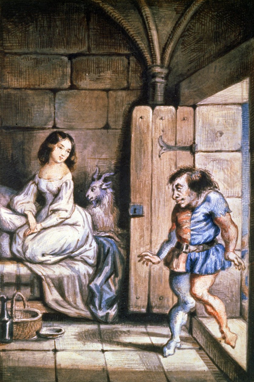 Esmeralda och Quasimodo, ca 1831-1835 (illustration) av Theophile (after) Gautier