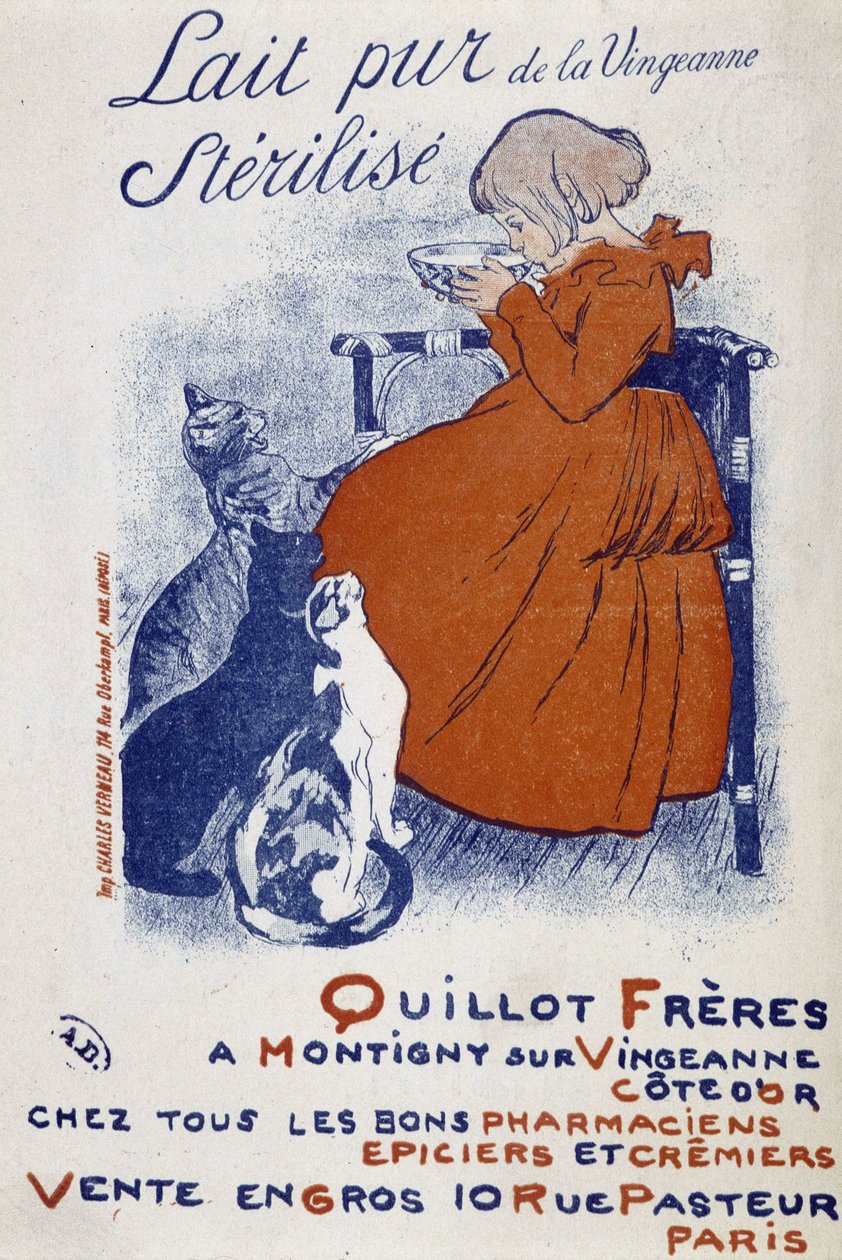 Reklamaffisch för Vingeonnes rena mjölk - av Steinlen av Théophile Alexandre Steinlen