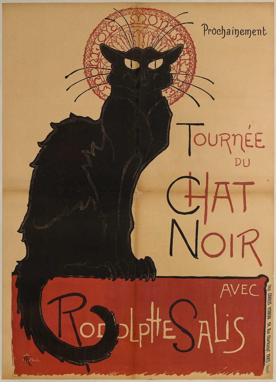 Reklamaffisch för Cabaret du Chat Noir-turnén av Théophile Alexandre Steinlen