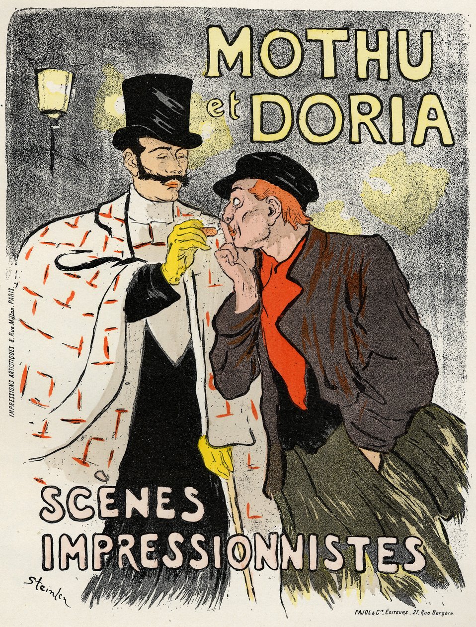 Konst. Underhållning. Sångarens mun och Doria. Affisch av Steinlen, Frankrike av Théophile Alexandre Steinlen