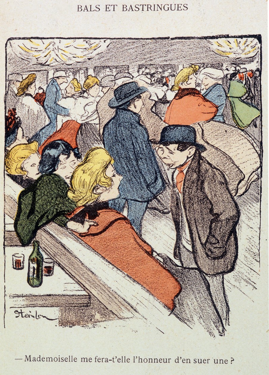 Bals and Bastingues: Kommer fröken göra mig äran att svettas en? I "" In Life"", av Steinlen av Théophile Alexandre Steinlen