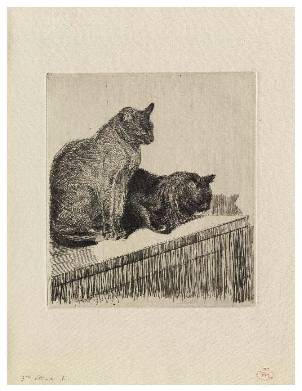 Två katter på en möbel av Théophile Alexandre Steinlen