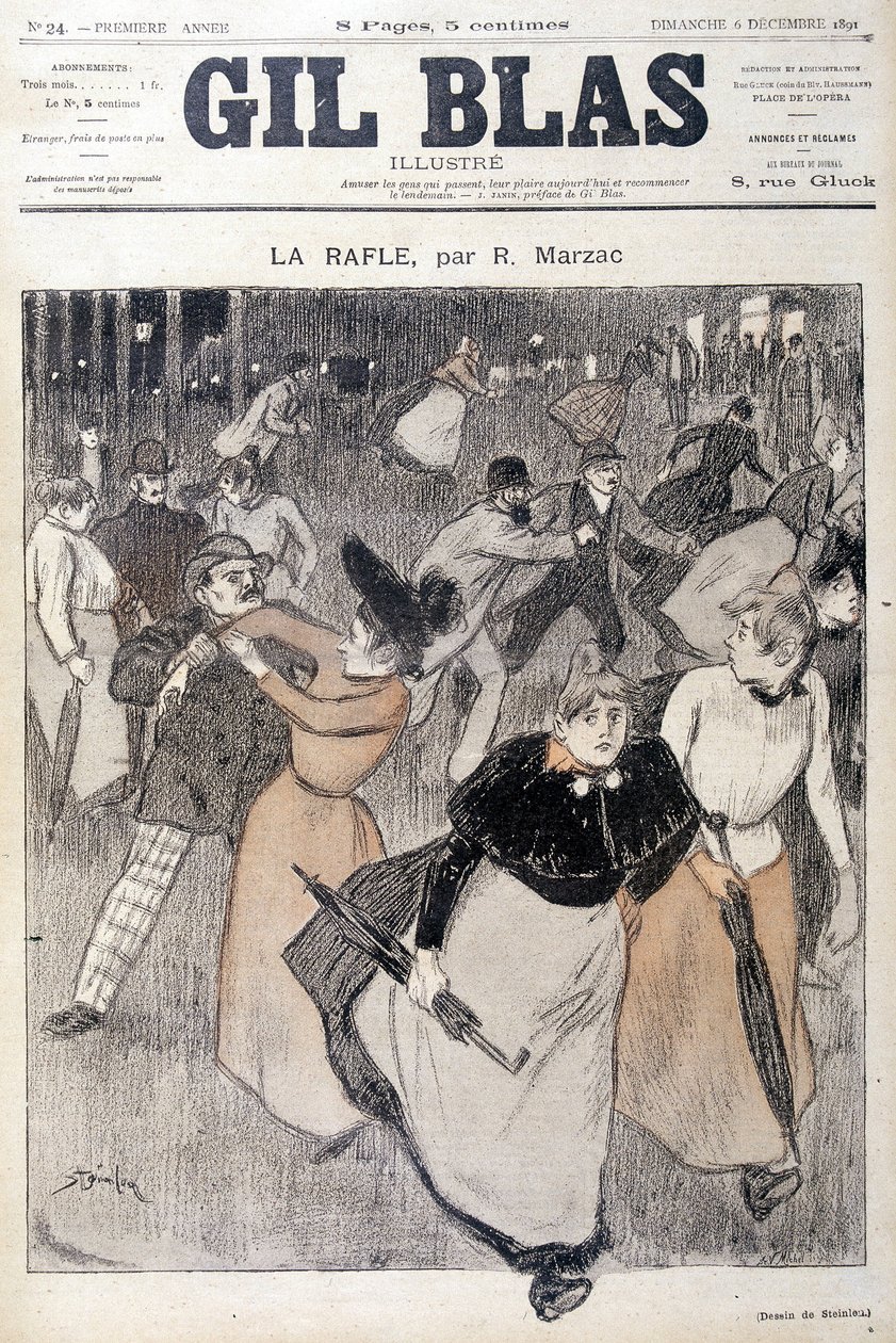 Teckning av Steinlen i Gil Blas, 1891-06-12. av Théophile Alexandre Steinlen