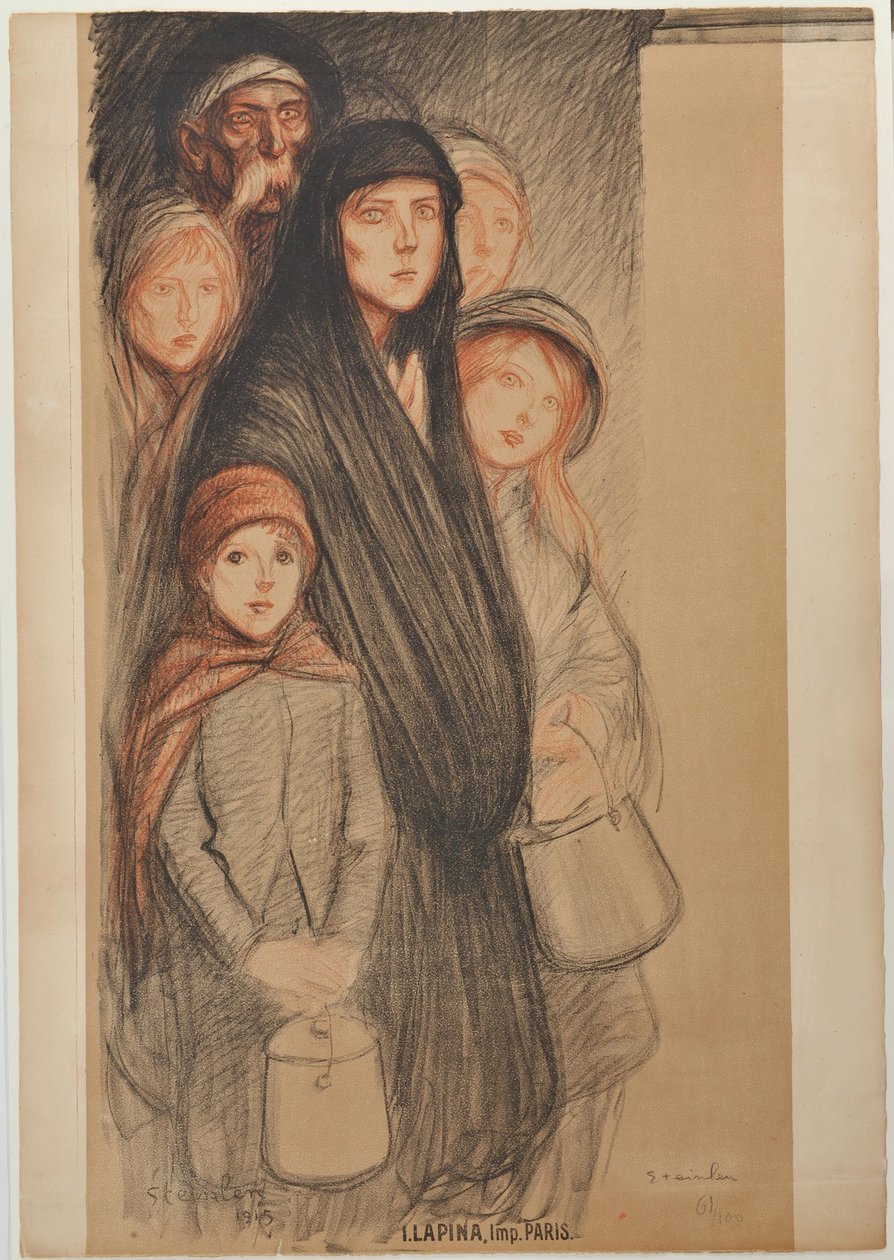 I Belgien är belgarnas hungriga, 1915 av Théophile Alexandre Steinlen