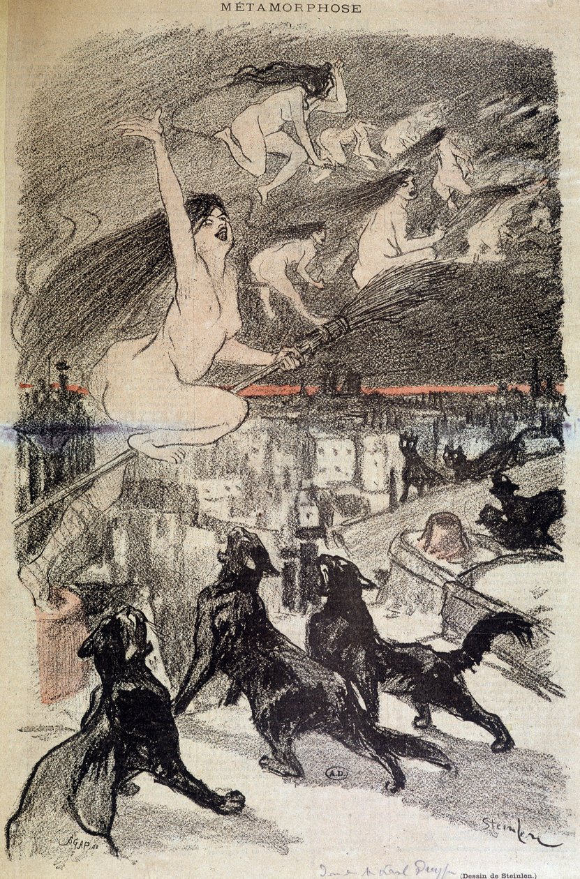 Metamorfos av katter till häxor - av Steinlen av Théophile Alexandre Steinlen