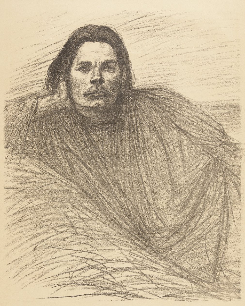 Porträtt av Maksim Gorkij liggande av Théophile Alexandre Steinlen