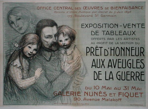 Affisch som annonserar en konstförsäljning till förmån för förblindade soldater av Théophile Alexandre Steinlen