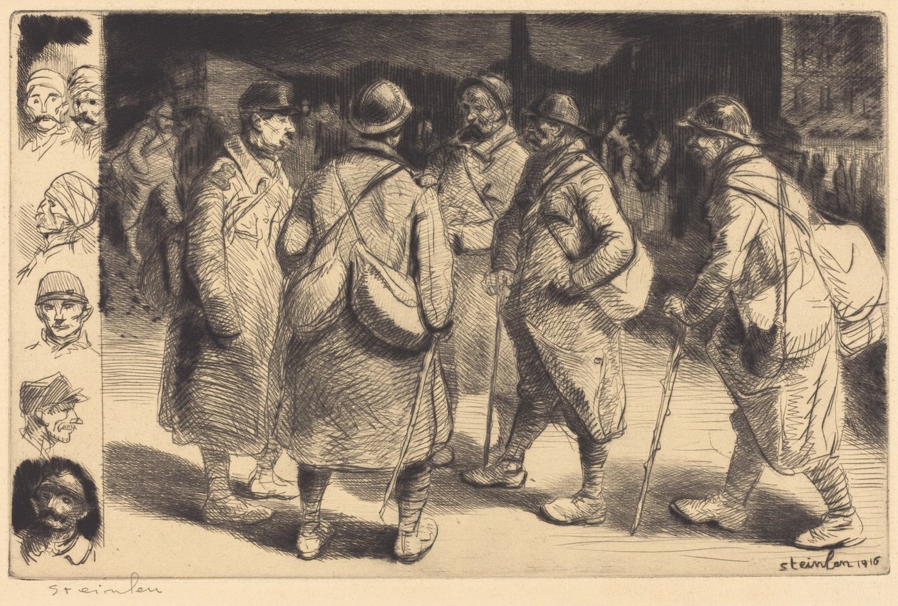 Soldater på permission – Nattbild (Permissionärer – Natteffekt) av Théophile Alexandre Steinlen