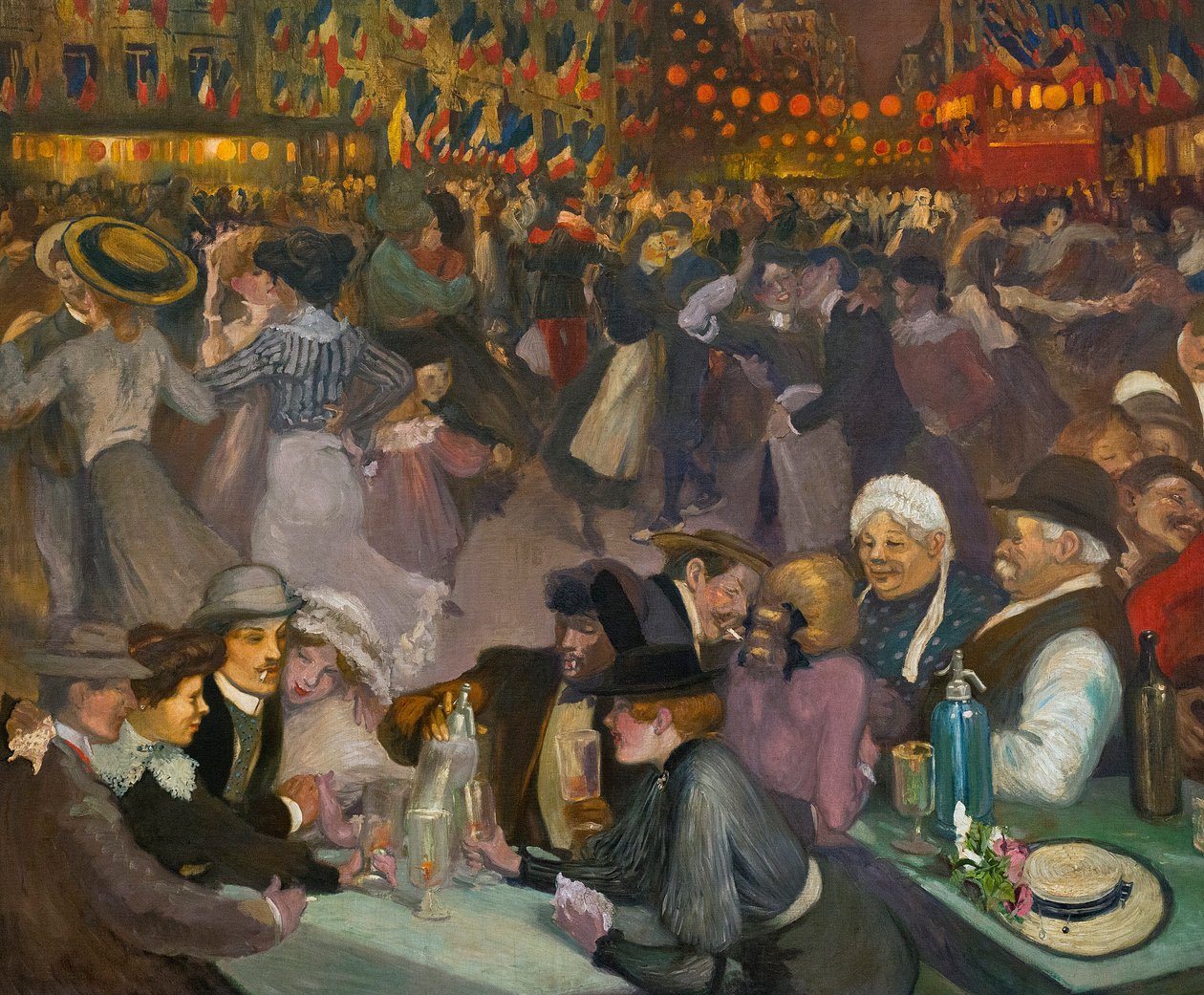 Bastilledagens dans (14 juli) - Alexandre Theophile Steinlen (1859-1923) - detalj av "" Bal du 14 juillet" av Théophile Alexandre Steinlen