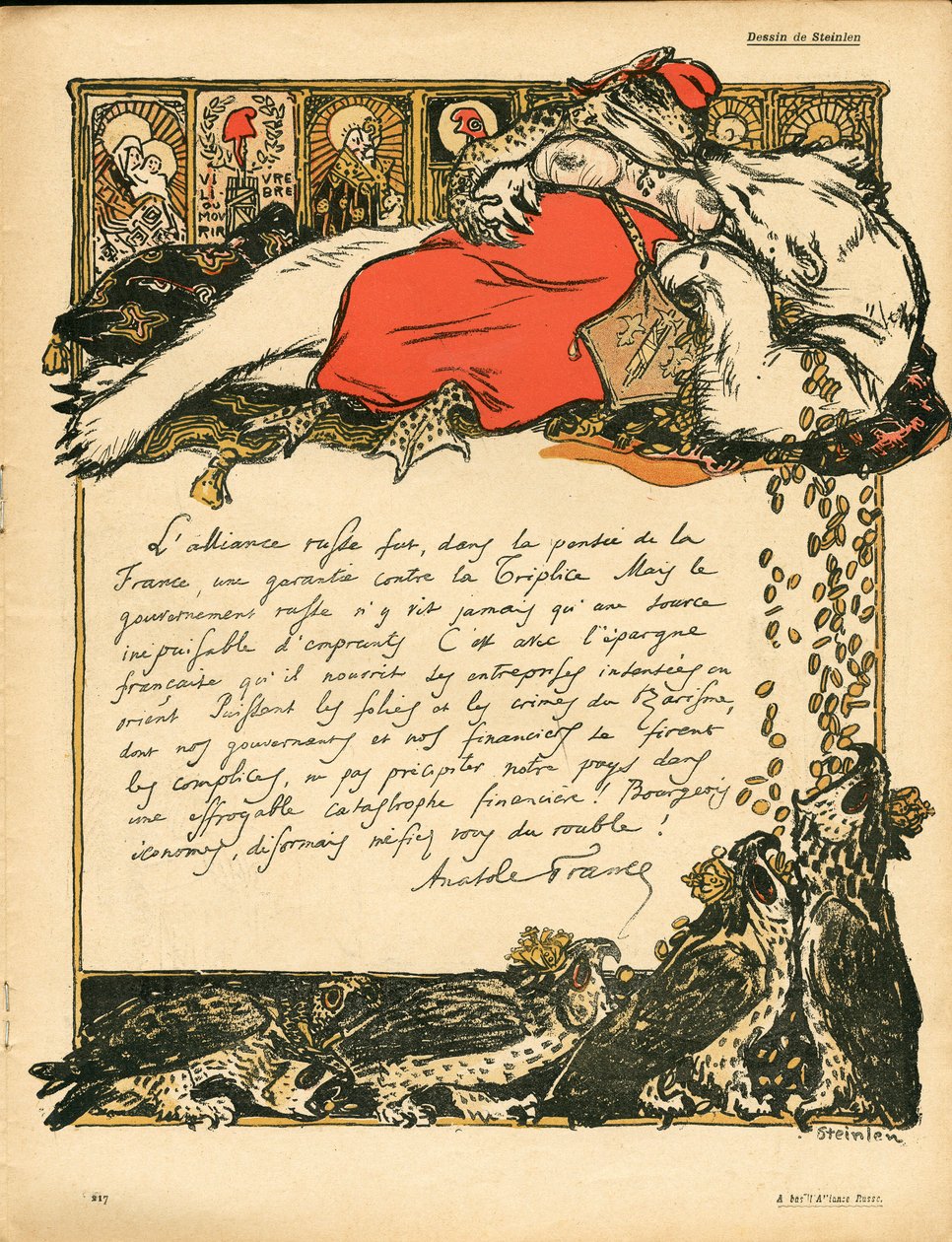 Smörtallriken, nummer 222, Satirisk i färger av Théophile Alexandre Steinlen