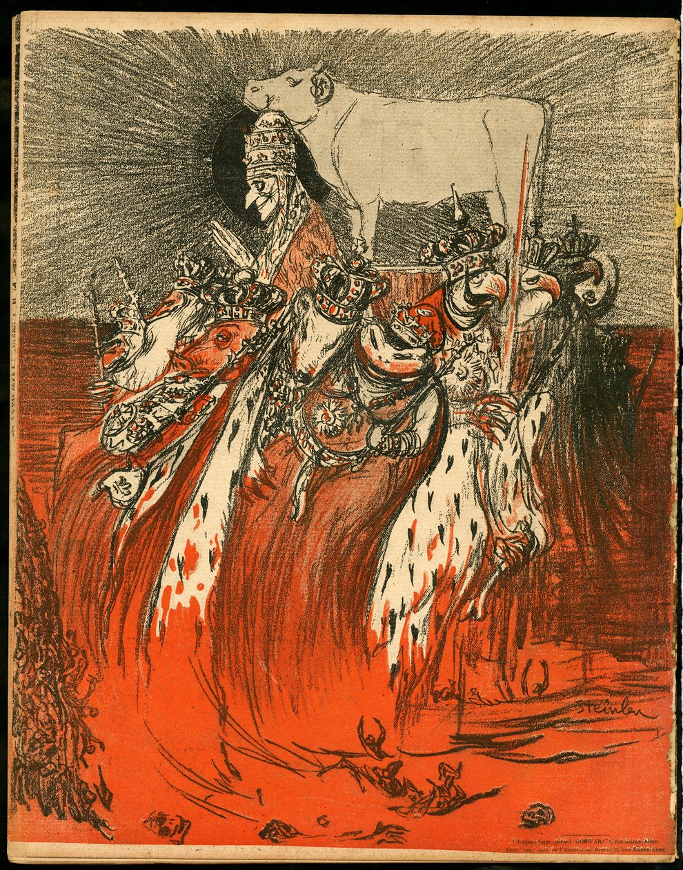 Smörtallriken, nummer 47, Satirisk i färger av Théophile Alexandre Steinlen